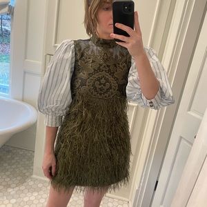 Ganni feather mini dress